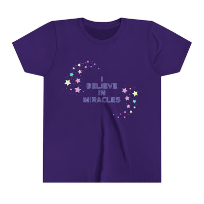 I Believe In Miracles Kids T-Shirt - Colourful Star Christian Tee