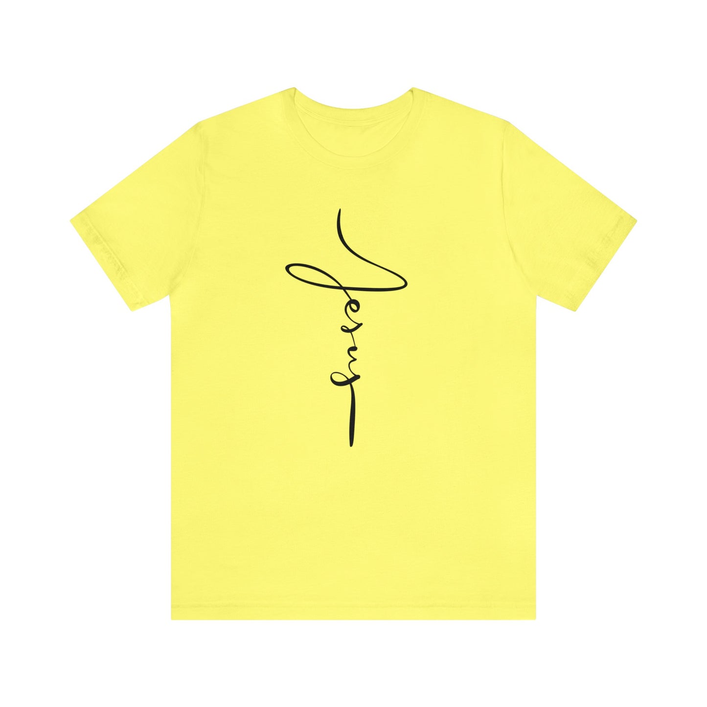 Jesus Cross Christian T-Shirt - Cursive Black Font Bright Color Tees