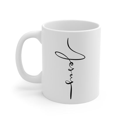 Jesus Mug - Jesus Cursive Handwriting Cross Mug with Handle