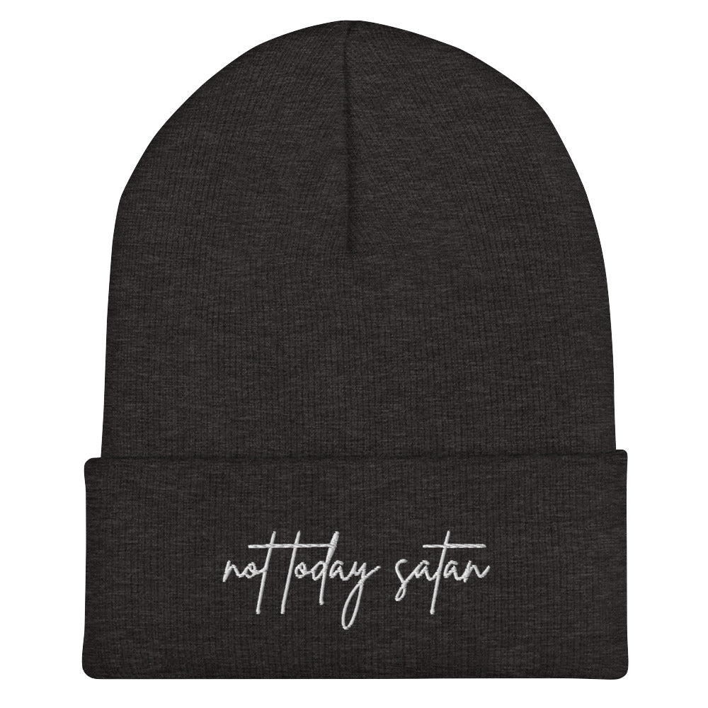 Not Today Satan Beanie - Embroidered Minimalist Design