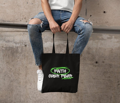 Faith Over Fear Grunge Tote Bag