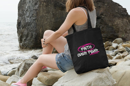 Faith Over Fear Grunge Tote Bag