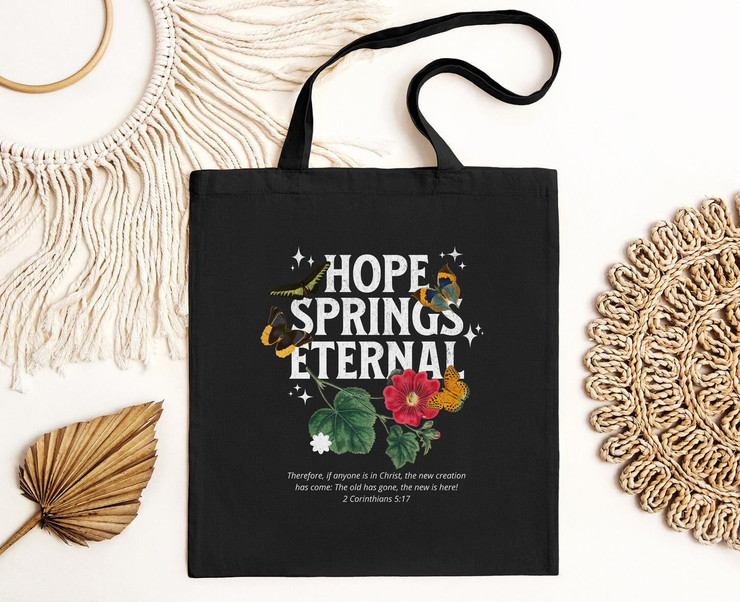 Hope Springs Eternal Floral Butterfly Tote Bag