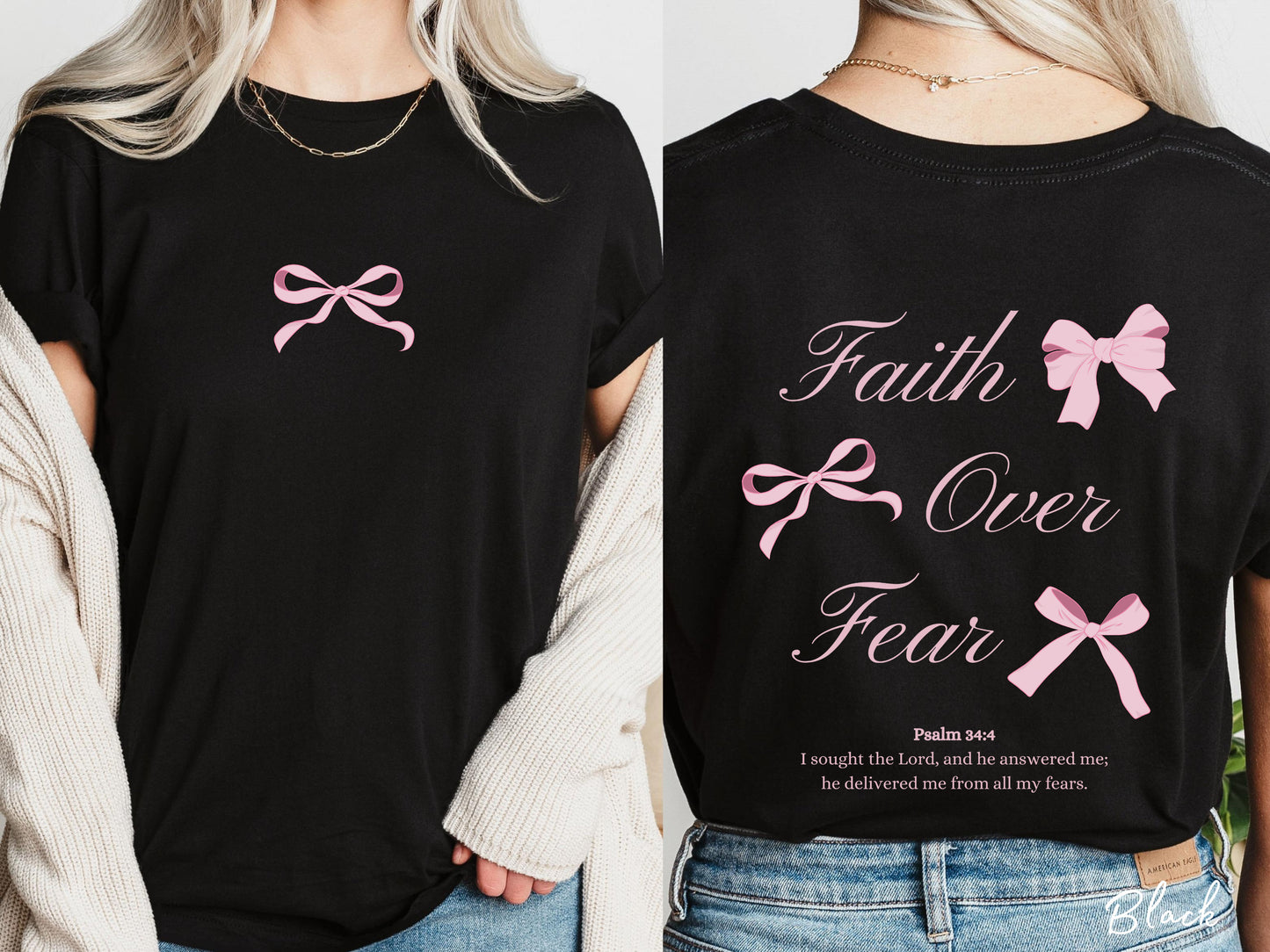 Faith Over Fear Ribbon Bow Shirt