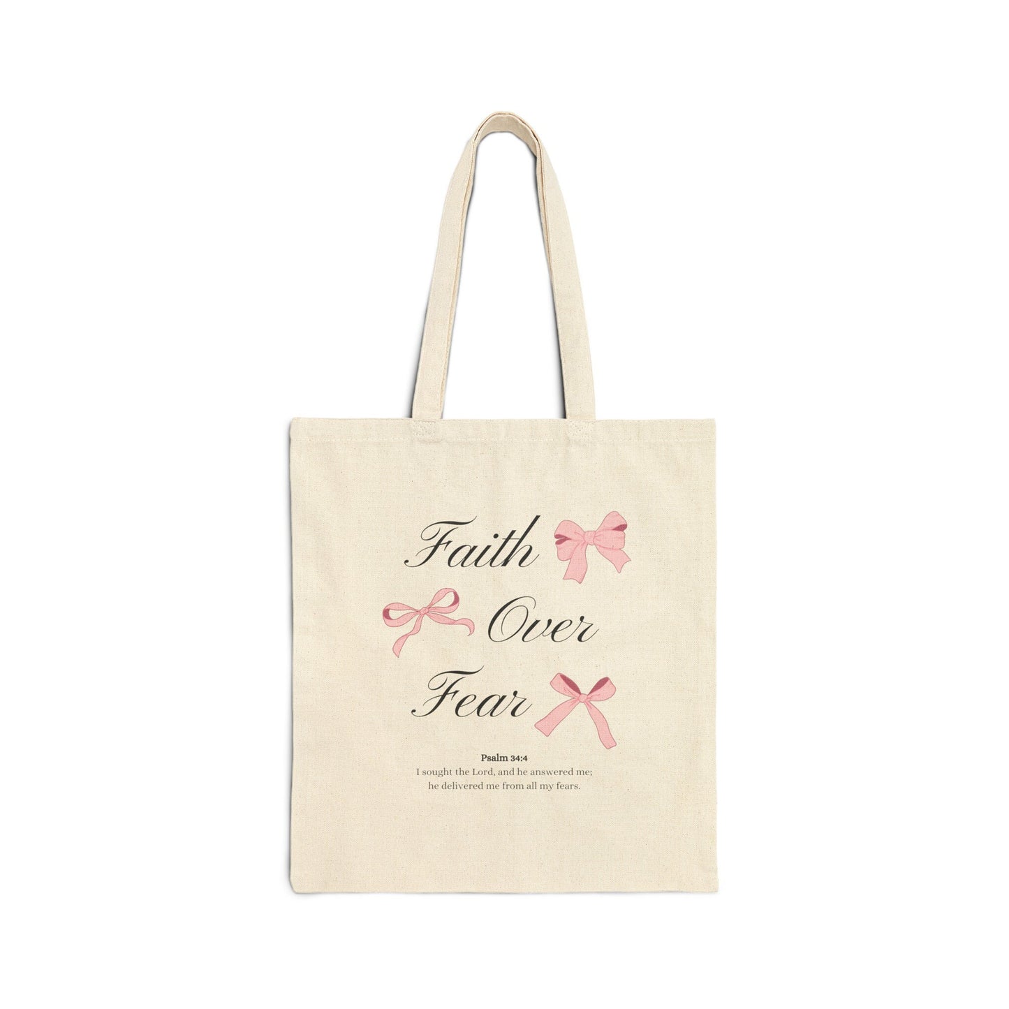 Faith Over Fear Ribbon Bow Tote Bag