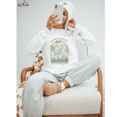 Boho Frog Nature Never Rushes Crewneck