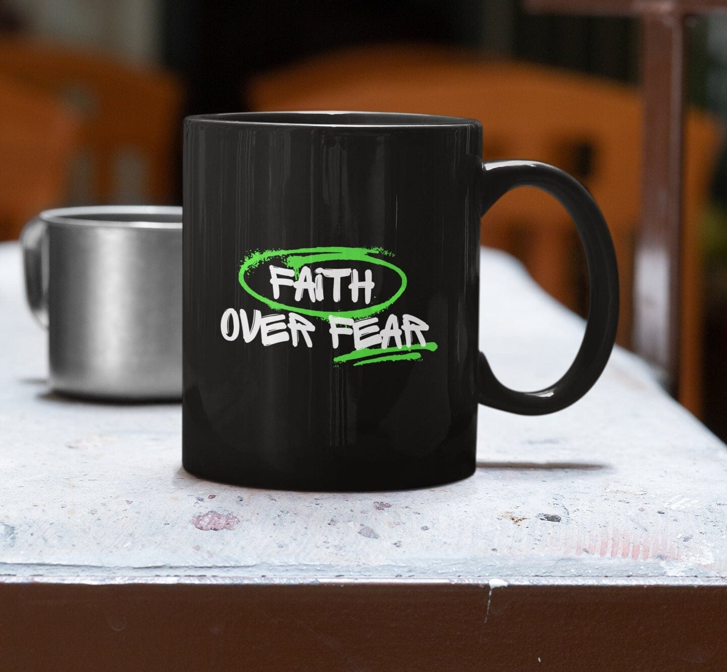 Faith Over Fear Grunge Mug