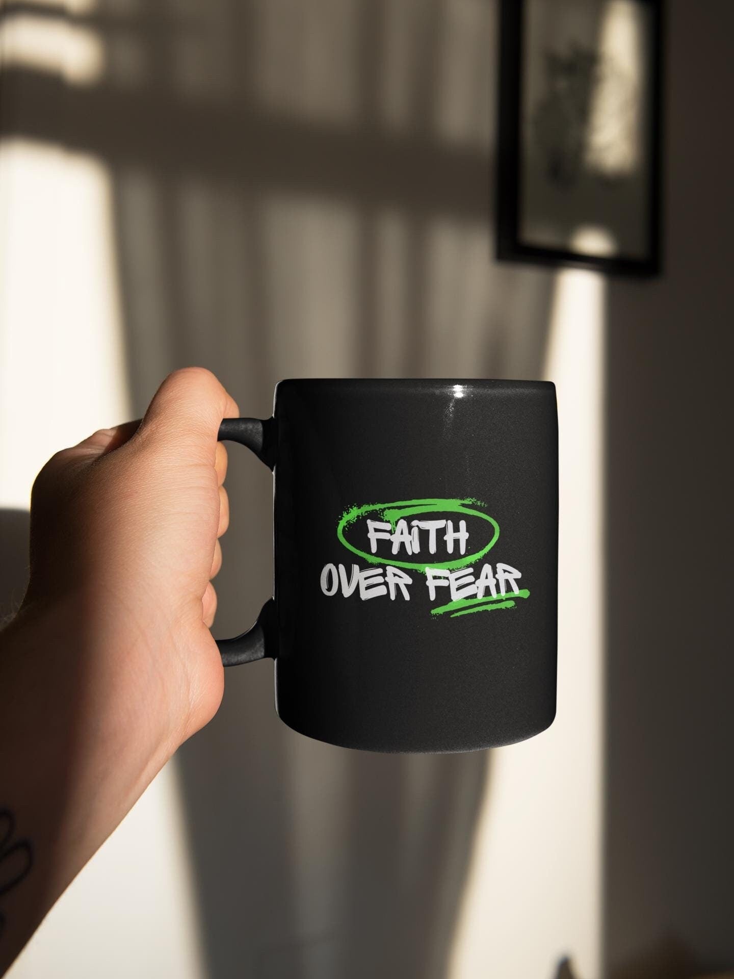 Faith Over Fear Grunge Mug