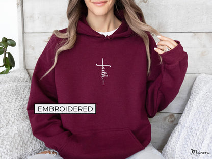 Faith Cross Embroidered Hoodie