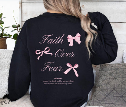 Faith Over Fear Ribbon Bow Sweatshirt