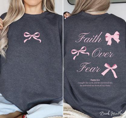 Faith Over Fear Ribbon Bow Sweatshirt