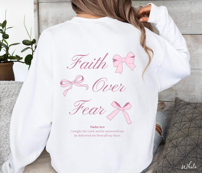 Faith Over Fear Ribbon Bow Sweatshirt