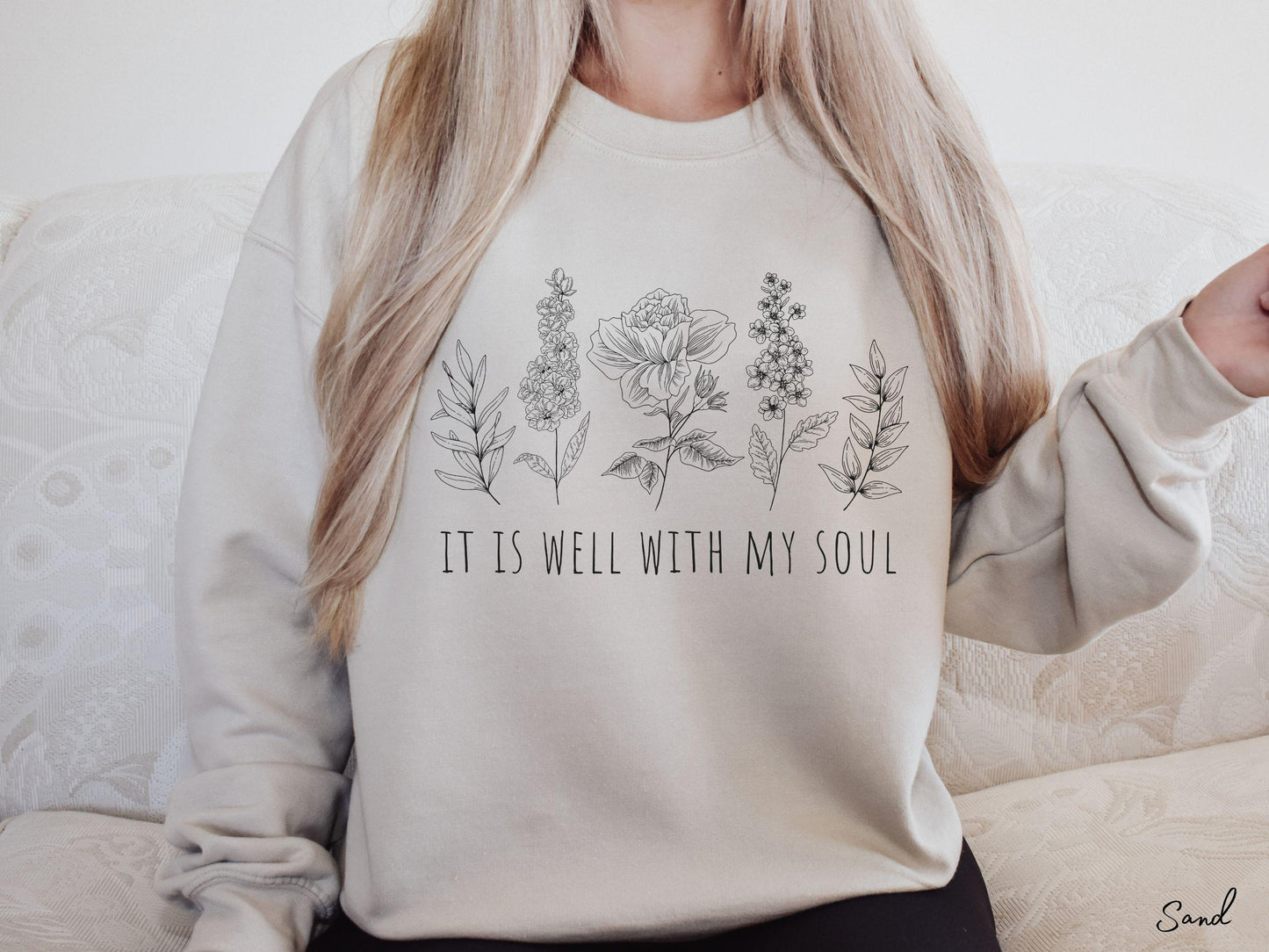 It Is Well With My Soul Floral Crewneck