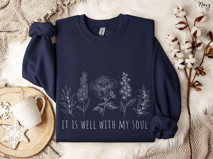 It Is Well With My Soul Floral Crewneck