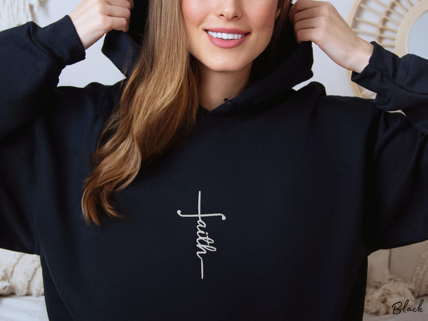 Faith Cross Embroidered Hoodie