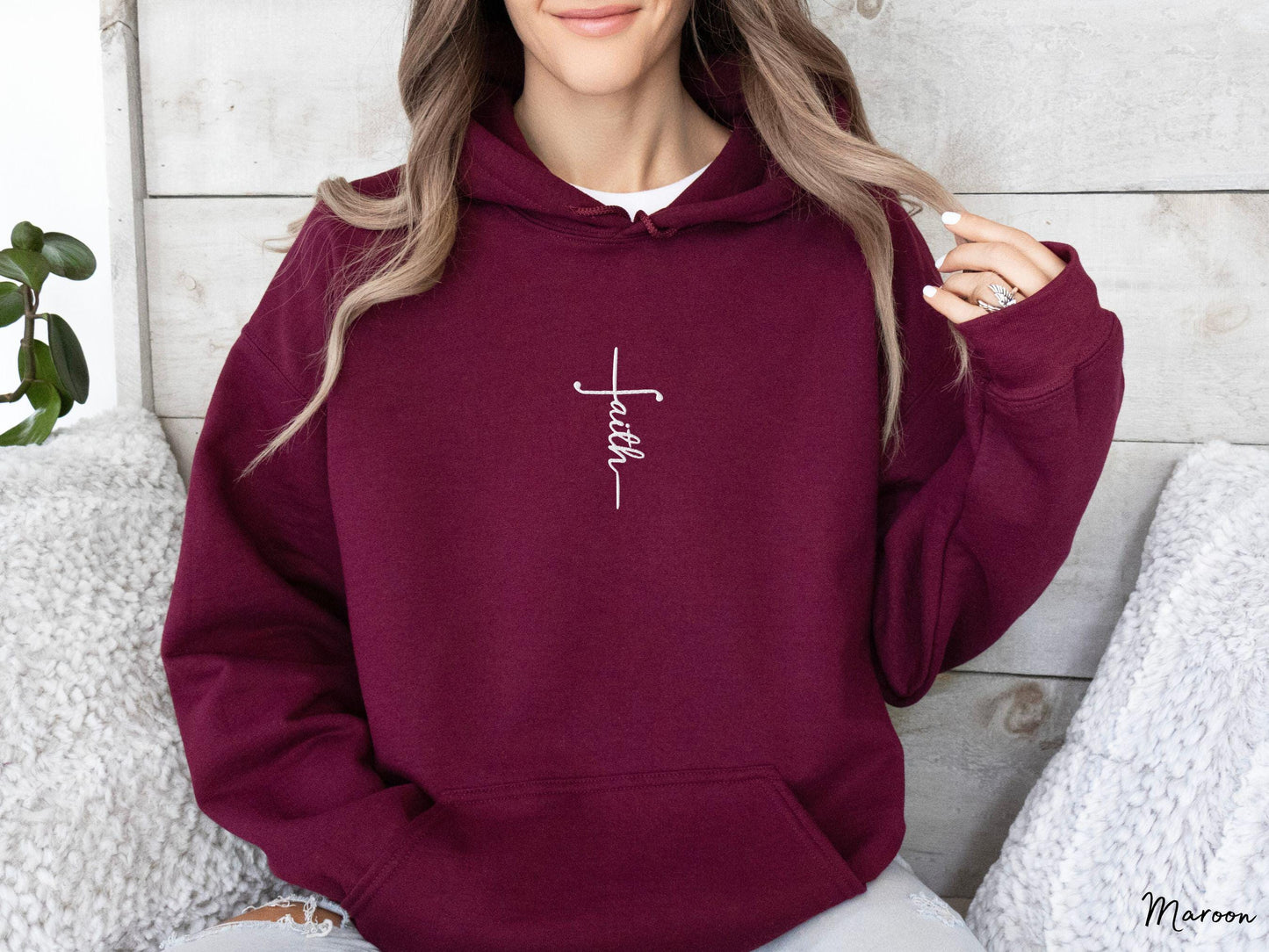 Faith Cross Embroidered Hoodie