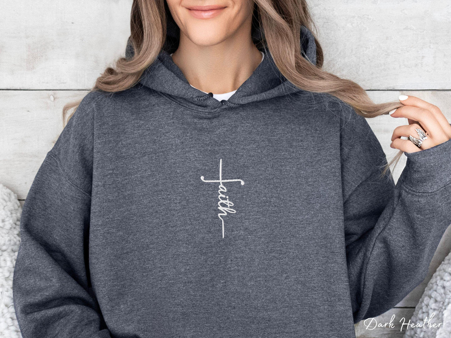 Faith Cross Embroidered Hoodie