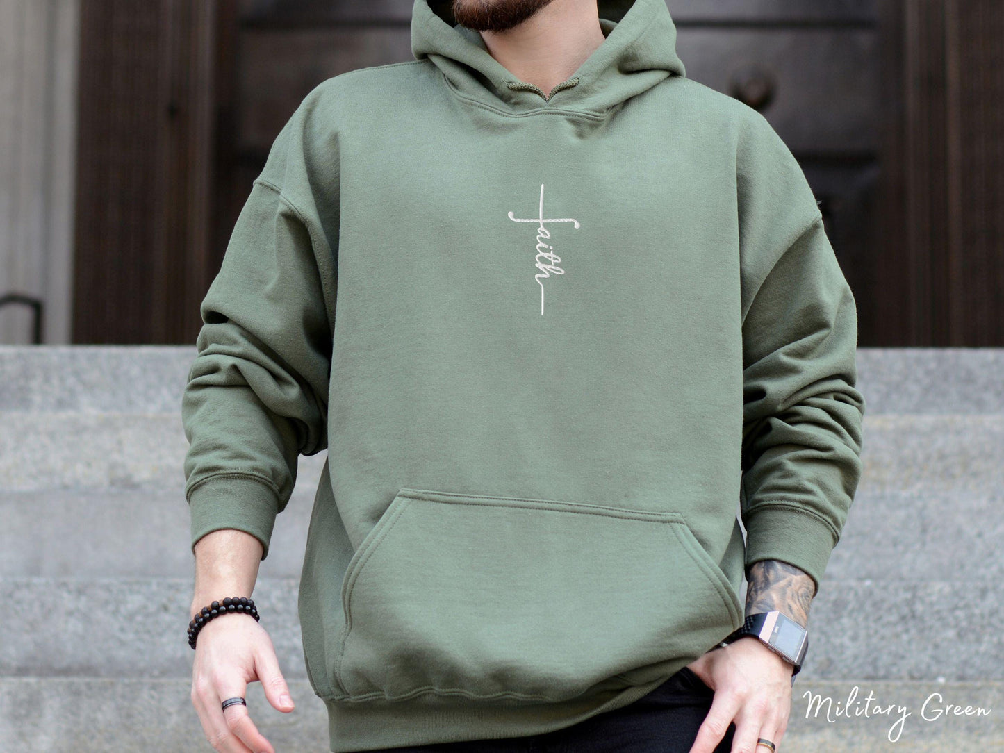 Faith Cross Embroidered Hoodie