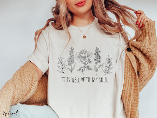 It Is Well With My Soul Floral T-Shirt