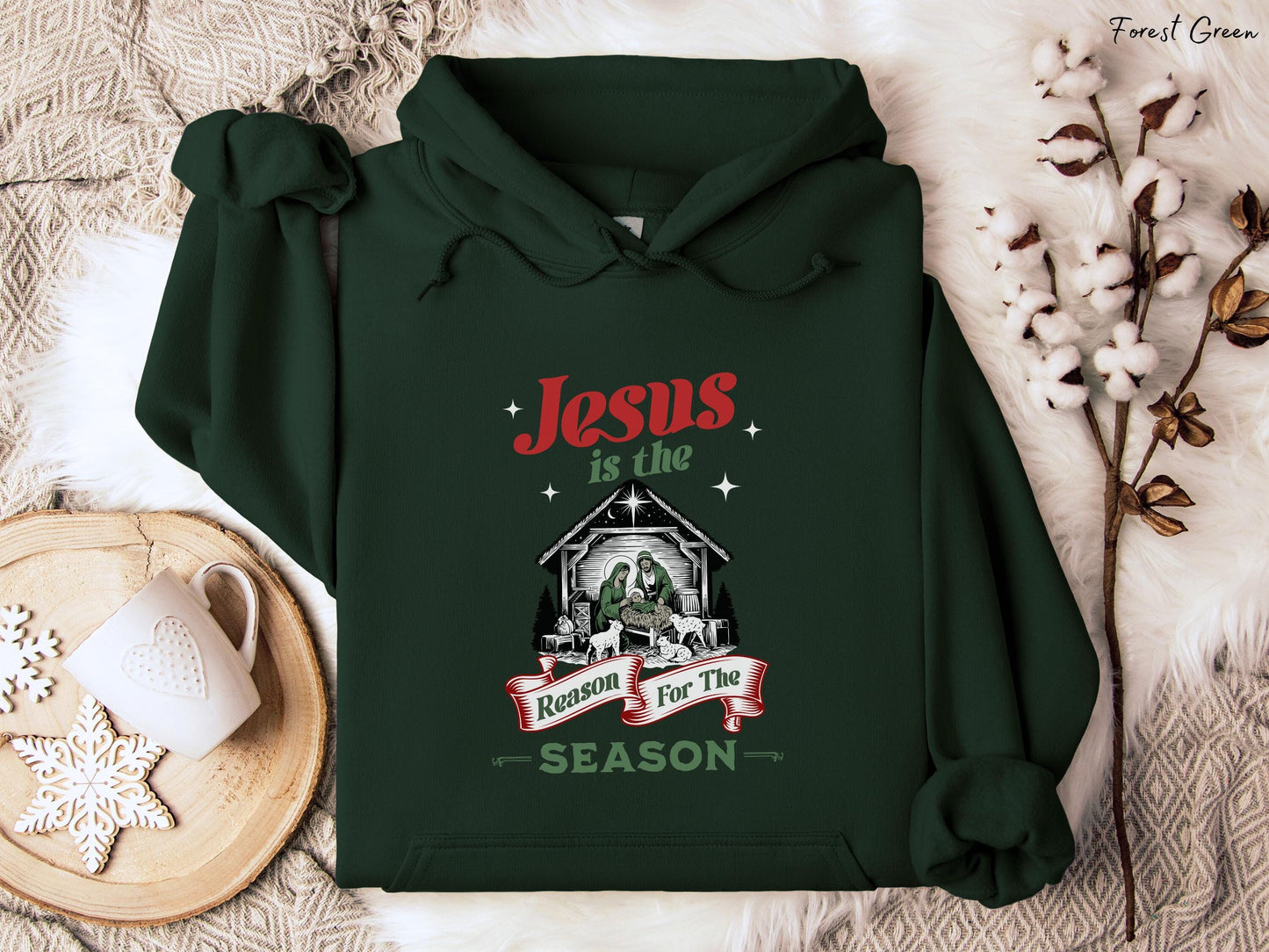 Christian Christmas Sweatshirt Jesus Is The Reason For The Season Hoodie Nativity Scene Sweater Christmas Hoodies Religious Gifts Men Women