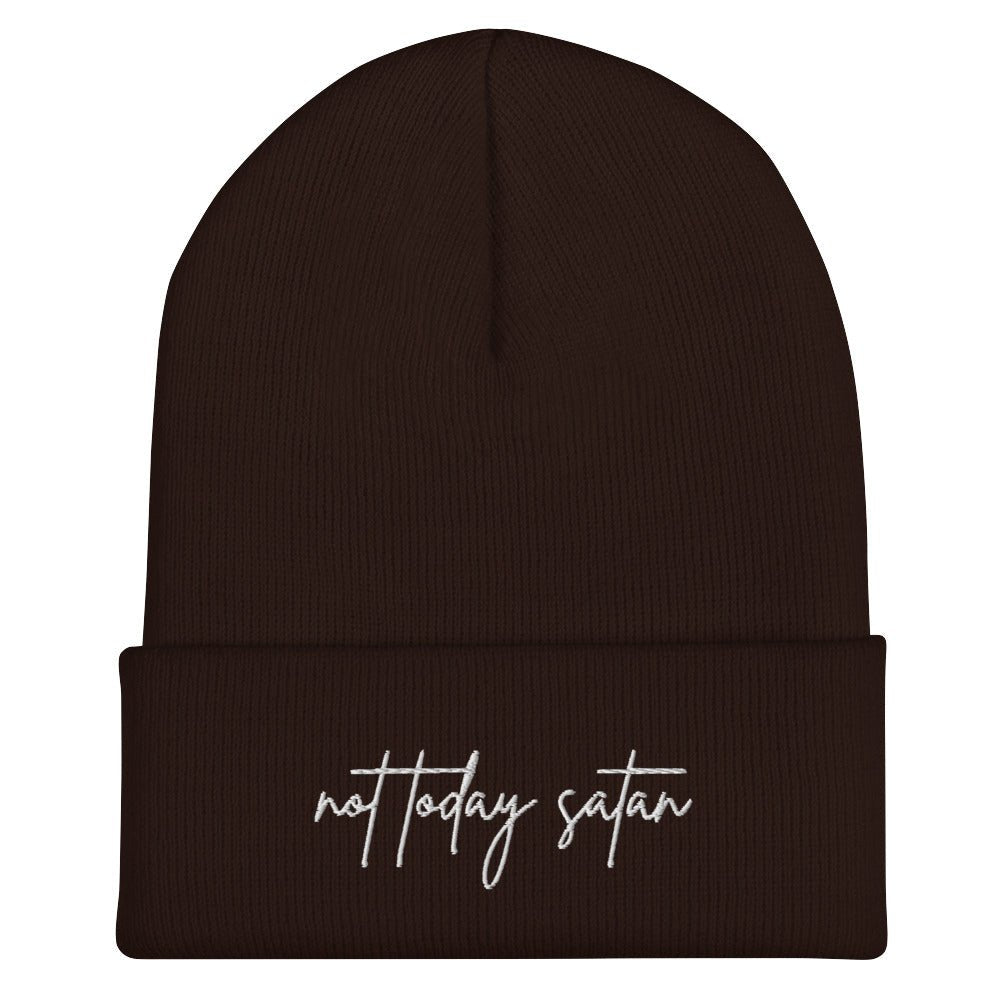 Not Today Satan Beanie - Embroidered Minimalist Design