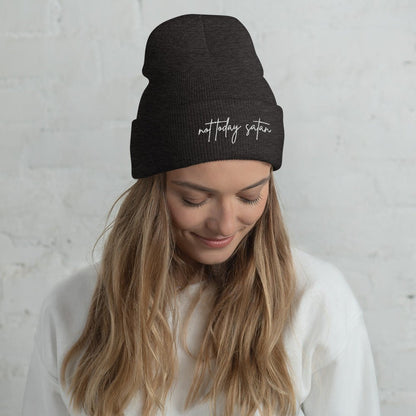 Not Today Satan Beanie - Embroidered Minimalist Design